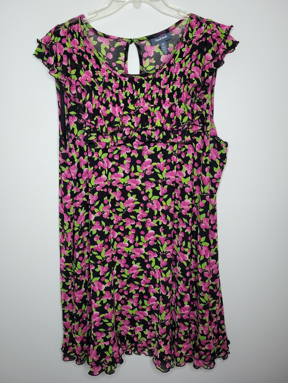 ModCloth Jam Packed on the Prairie Dress Size 2X Raspberry Ruffle
